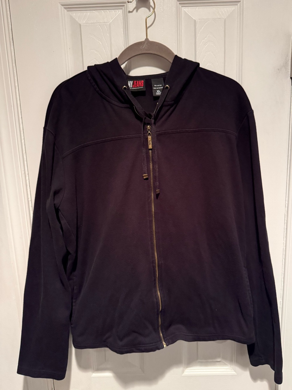 New York & Company Black Full-Zip Hooded Jacket